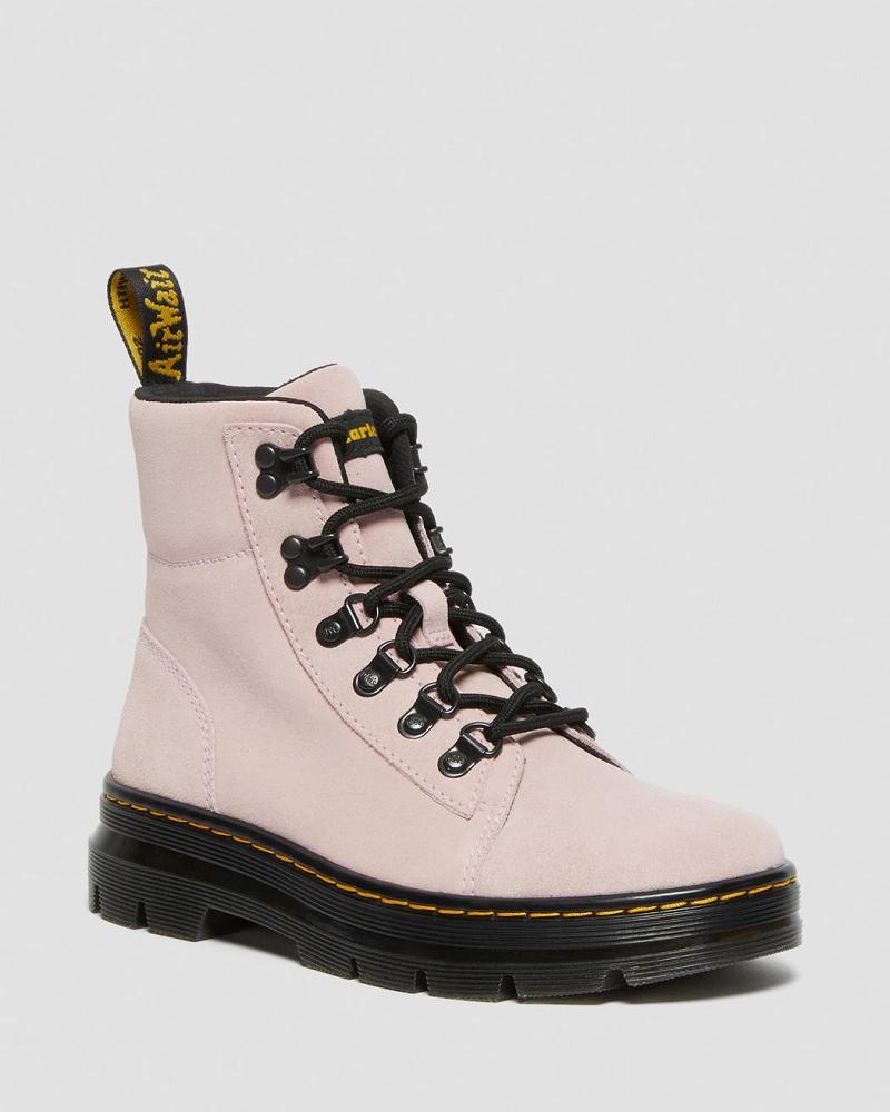 Dr Martens Combs Women Ruskind Ankelstøvler Dame Lyserød | DK 55PJJ